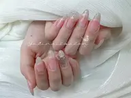 💜【チップ長さだし10本】チーク×マグネットフレンチ￥9500