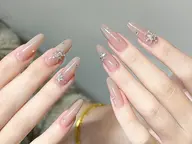 【冬季特別デザイン】★チップ長さ出し★ 雪の結晶ストーンアート