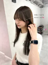 《⭐️ミニモ学割⭐️》顔まわりカット+プレミアム艶カラー+Aujua1stepトリートメント✨