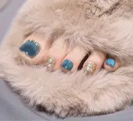 フット👣【🐱マグネット/キャツアイ💕三ラ一ネイル】