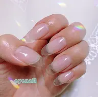 新規【オフあり　クリアフレンチ】クリアジェルによる長さだし　10本　ラメがけ付き