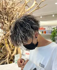 【個性出せます】⭐️メンズカット＋パーマ＋ホワイトメッシュ⭐️