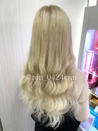 【🌺ハイトーン🌺】💓うる艶ブリーチ＋カラー+最高級人毛シールエクステ60本+内部補修トリートメント