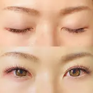 アジャストリフトテクニック　120本アイシャンプーフラットラッシュでの施術　オフ、コーティング付き