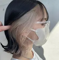 インナーカラー、イヤリングカラー  ブリーチ1回×カラー×2STEPトリートメント