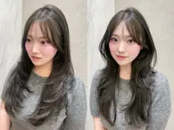 【期間限定メニュー✧︎】　トレンド感のある韓国レイヤーカットෆ‪＋透明感のある暗髪ワンカラー＋トリートメント付き❕