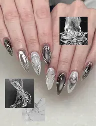 Y2k x クール系・立体クロムアートネイル