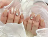 ワンカラーネイル☆ビジュー2本