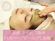 【1ヶ月ハーブし放題🌿】選べる♪剥離有or無を顔/背中半分/腕/お尻/首から2箇所