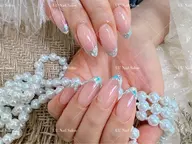 ⭐新規ジェルオフ無料⭐HAND⭐【チップ長さだし】💅🏻ガラス　フレンチネイル