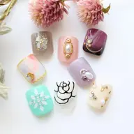 ⭐フット⭐2色+親指2本アート【初回オフ込/2回目〜+1,100円】