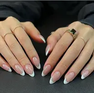 自爪🎀ガラスフレンチネイル、フレンチネイル(ソフトジェルオフ無料)(ベース色付き)