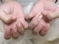 ワンカラー🩵＋簡単なアートORシンプルパーツ(ケア付き)