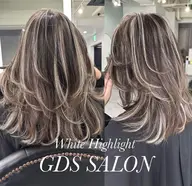 🌈外国人風・白髪ぼかし　透明感抜群ハイライトデザインカラー　　(ケアブリーチ2回+カラー)  月火以外のご予約お願いい