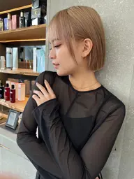 カット+全体Wカラー(ブリーチ+オンカラー)+1stepトリートメント🤍ミルクティーベージュ/ハイトーン🧸🍯