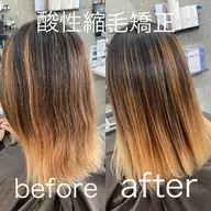 ブリーチ毛に出来る縮毛矯正＋N.ケラリファインTr＋カット￥22000