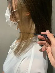 🌸【デザインお洒落カラー】🌸イヤリングカラー＋透明感カラー＋小顔似合わせカット＋トリートメント