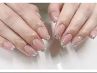 【Hand/オフ無料】オシャ可愛★ガラスフレンチネイル