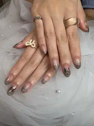 ラメグラデーション(マグ、フラッシュ可)×リボンシール♡口コミオフ無料