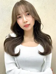 前髪カット+透明感カラー+髪質改善トリートメント