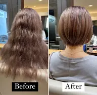 【🟡ブリーチ毛にも可能🟡】酸性縮毛矯正&カット&トリートメント