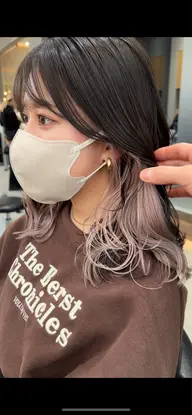 インナーカラーorフェイスフレーミング（ブリーチインナーリタッチも可）➕ケアカラー➕ケアカット➕補修トリートメント🫧