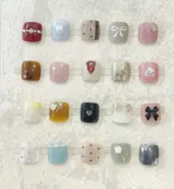 【FOOT】オフあり🍒親指2本アート（フットバス込み）