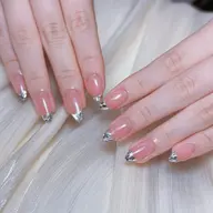 {チップ長さ出し}ガラスフレンチ💫【ベース追加🉑】