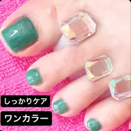 フットシャンプーとしっかりネイルケア付きワンカラージェルネイル♪マグネットジェル、ミラーネイルを含む約150色