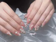 ［チップ長さだし]🔥ワンホンマグネットフレンチネイル<、ソフトジェルオフ無料>