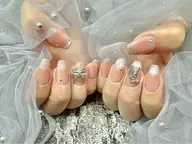 [オフなし]ワンホンチークネイル+マグネットグラデーション★スートン（クリア、オーロラ）12個込み