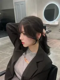 【結んでも可愛い】顔周りのみカット＋ダメージケア韓国カラー