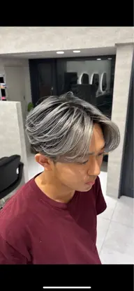 【⚡️メンズデザインカラー】メンテナンスカット+全体ブリーチ+オンカラー+髪質改善トリートメント（バレイヤージュ）