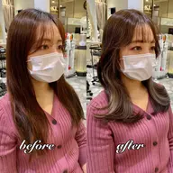 予約数人気No.⑵💛ビジュ映えくびれヘア💛カット➕イヤリングカラー➕全体カラー➕トリートメント💕