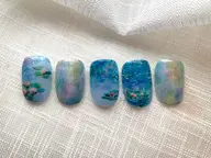 手描きアートネイル片手　オフなし