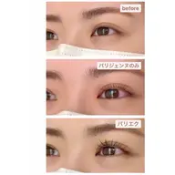 パリエク（パリジェンヌラッシュリフトをしたまつげにエクステを50から60本つけていきます。）