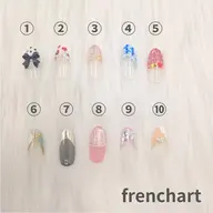 （オフ無し）フレンチ＋ラメライン＋写真アート2本付0円