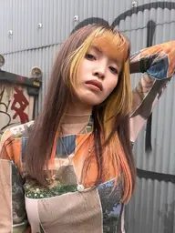 💫イヤリングカラー等💫ポイントブリーチ＋韓国風カラー＋うる艶髪質改善トリートメント