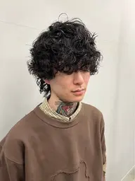 メンズカット+波巻きパーマ/プードルパーマ