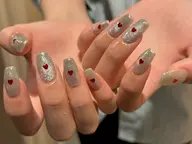 🉐オフ込みෆ˚*オフィスシンプルコース🕊️ハート♡ラメ♡ストーン10粒等