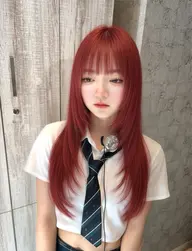 ✨韓国風高発色暖色カラー✨ブリーチ➕ワインレッドカラー