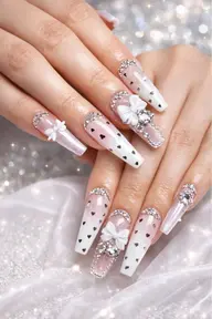 ✨モデル限定✨ キラキラリボンネイル（長さ出し＋パーツ）