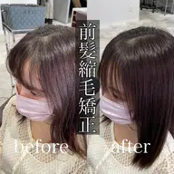 カット+顔まわりストレート