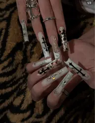 【スカルプ】チップ長さだし10本+ ハードデザイン+アート&パーツ&シールつけ放題❣️持ち込みデザインok❣️