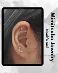 【ミニモ限定】耳つぼジュエリー(両耳10parts)ﾂﾎﾞ押しﾘﾝﾊﾟ流し揉みほぐし付き パーツ追加１個￥200～