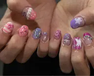 自爪個性派ネイル120minアートやり放題パーツ4つまで無料(初回オフ無料)(簡単3Dアートも可能複雑なアート要相談)