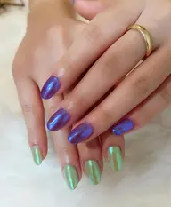 【ストーン2粒付★】フラッシュネイル&ミラーネイル60分　5480円円