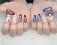 ケア＋チップ+3色＋2本アート+パーシ