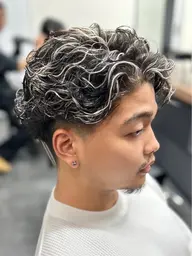 【メンズイチオシメニュー3月限定クーポン🍏】メンズカット+パーマ+メッシュキャップハイラト+カラー