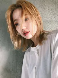 ⭐️ケアブリーチでハイ透明感⭐️カット+ブリーチONカラー+3stepトリートメント